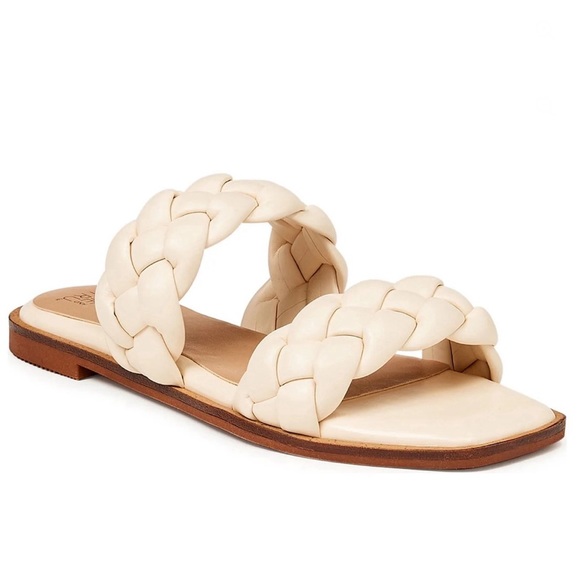 TIME AND TRU BRAIDED Slides SANDALS Vegan Leather Women’s 11 Ivory Cream - Picture 1 of 9